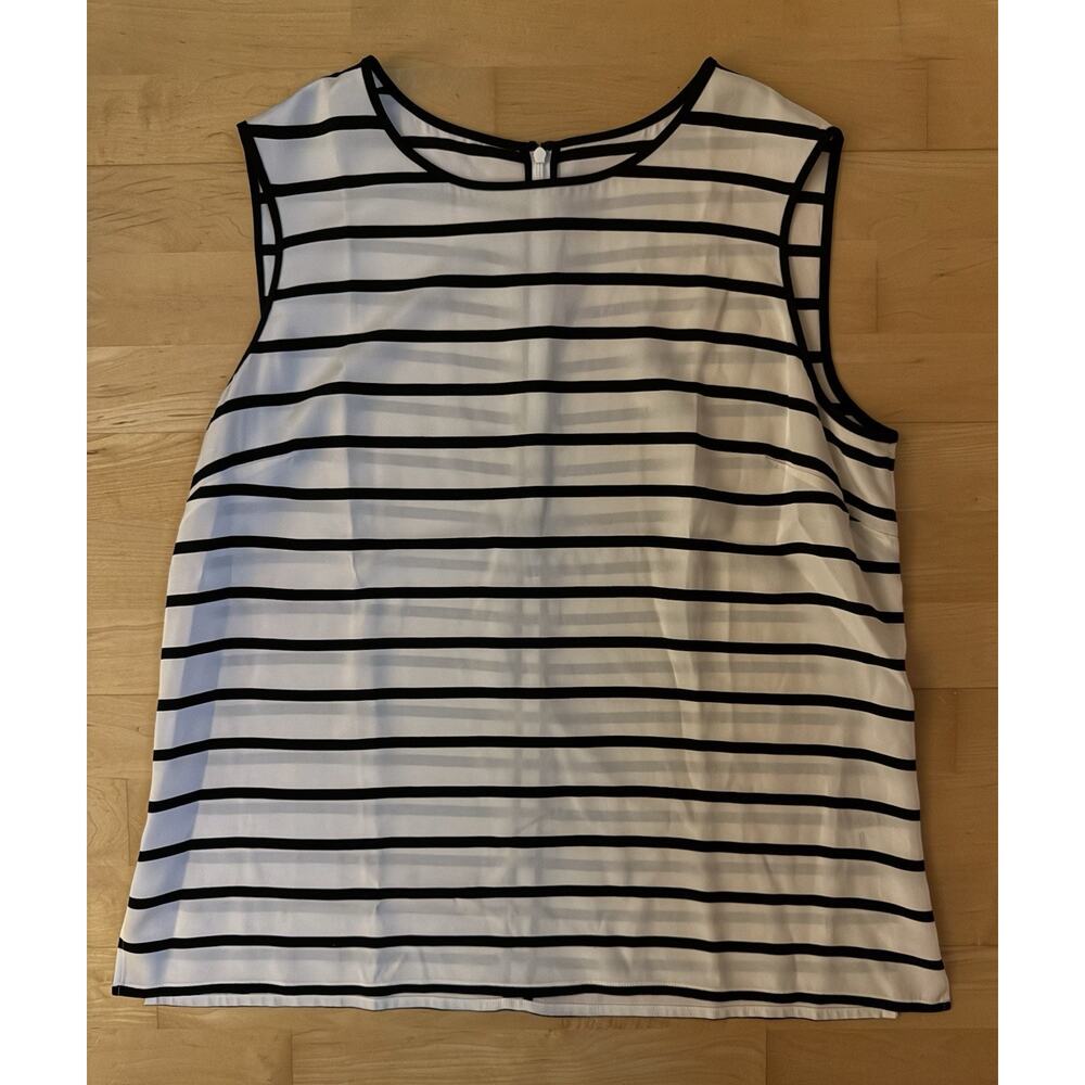 St. John Black and White Striped Blouse